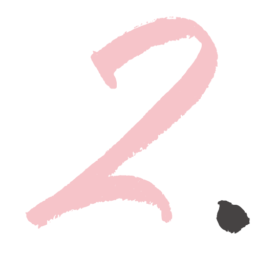 A large pink number "2" is displayed on a light background with a small black dot nearby. Simple and bold design.